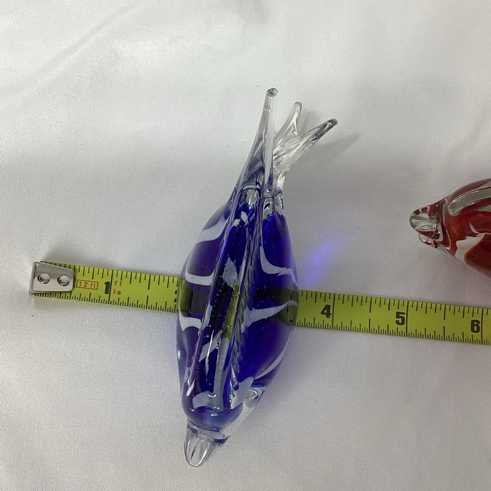 Glass Fish Figurines in Red and Blue Art Glass Fish Paperweights Decor - Picture 12 of 15